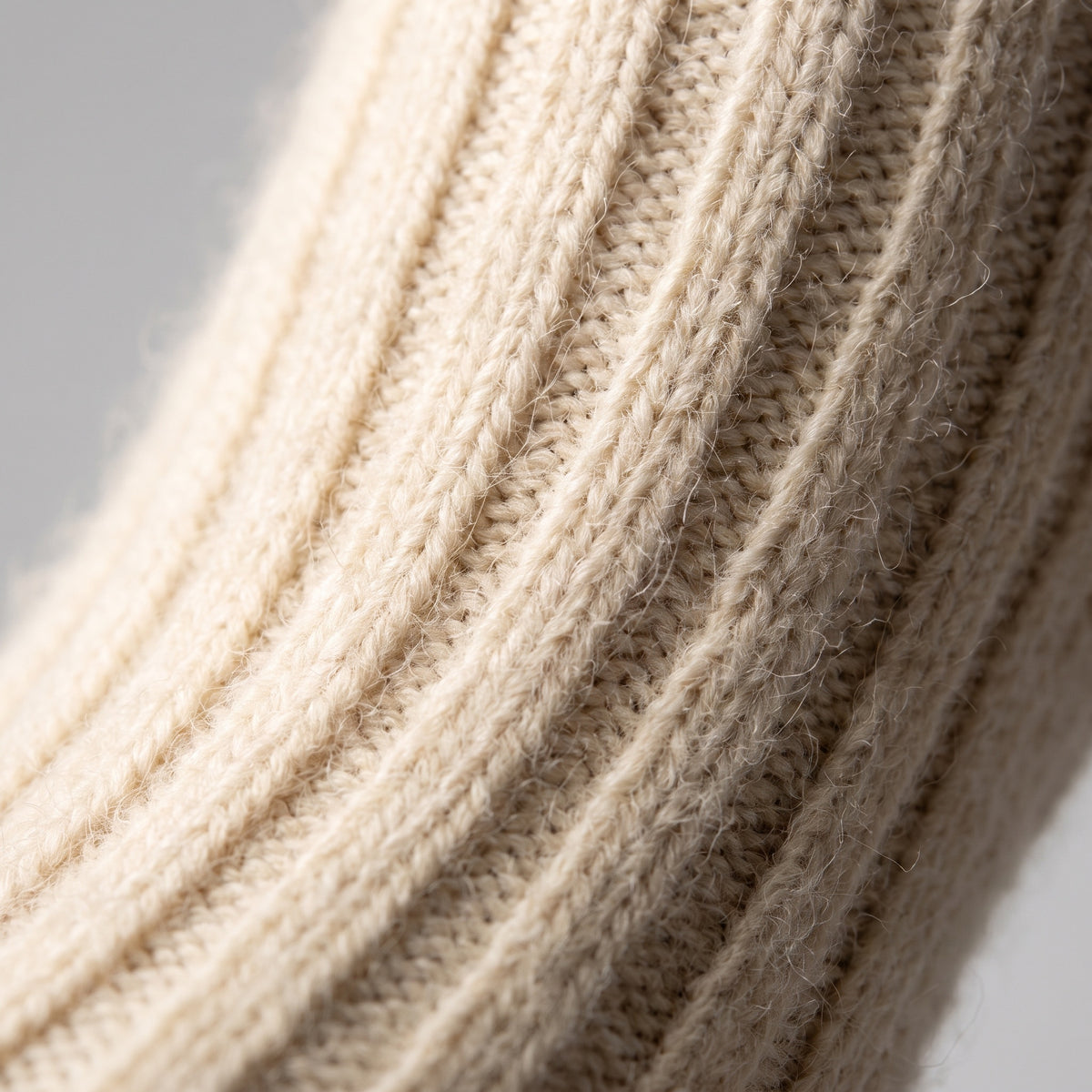 Macro de la maille côtelée en fibre d'alpaga, sans lanoline